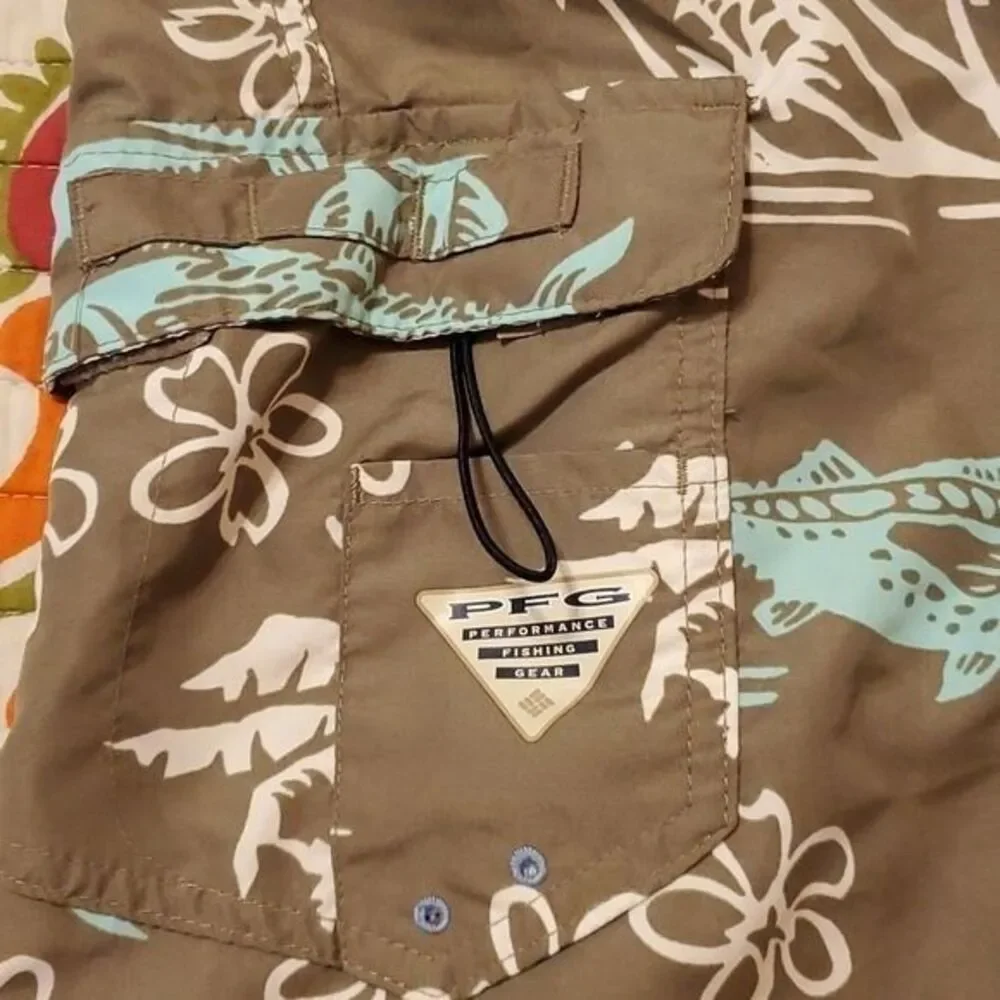 Columbia PFG Fish Responsibly Swim Shorts - Olive Green - 36